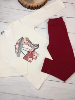 Conjunto paraguas burdeos