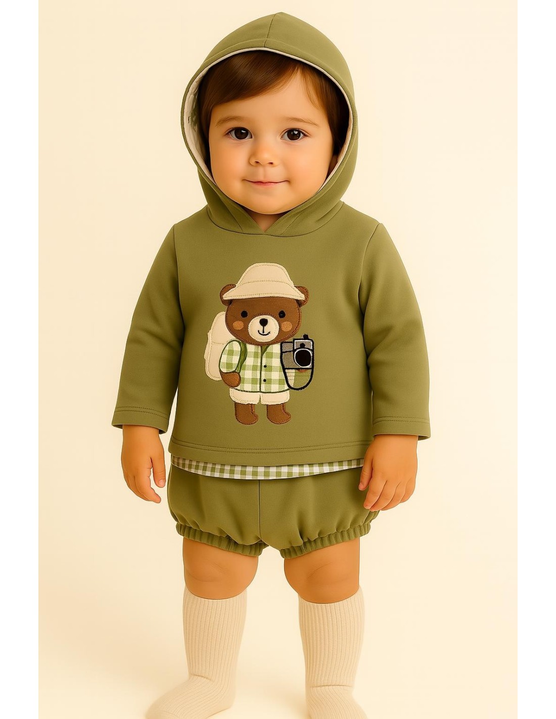 Conjunto safari oso verde kaki