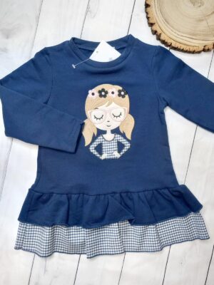 Vestido sudadera niña marino cuadro vichy