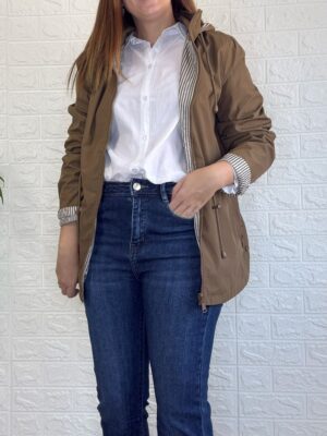 Parka reversible camel rayas