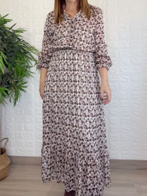 Vestido Ángeles flores marrón