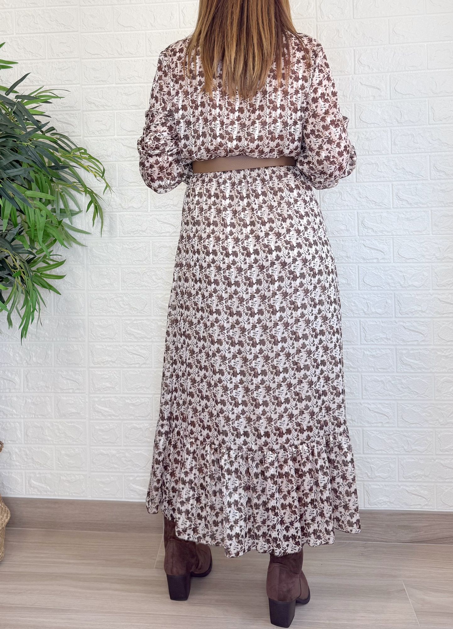 Vestido Ángeles flores marrón 3