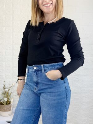 Camiseta Regina canalé negra