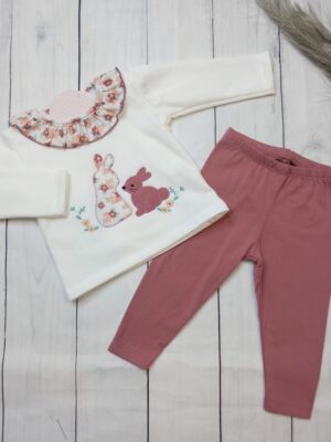 Chándal conejito flores blanco/maquillaje