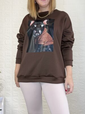 Sudadera perro gafas marrón