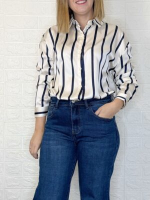 Camisa rayas marino satinada