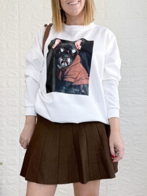 Sudadera perro gafas blanca