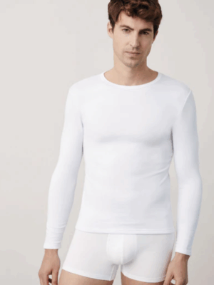 Camiseta interior manga larga cuello redondo hombre