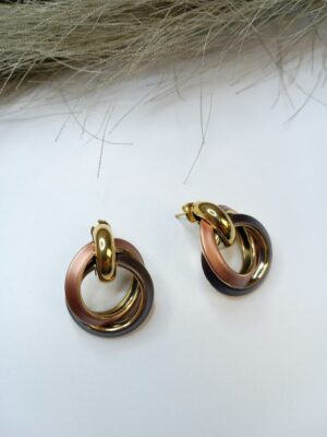 Pendientes aro doble tonos marrones