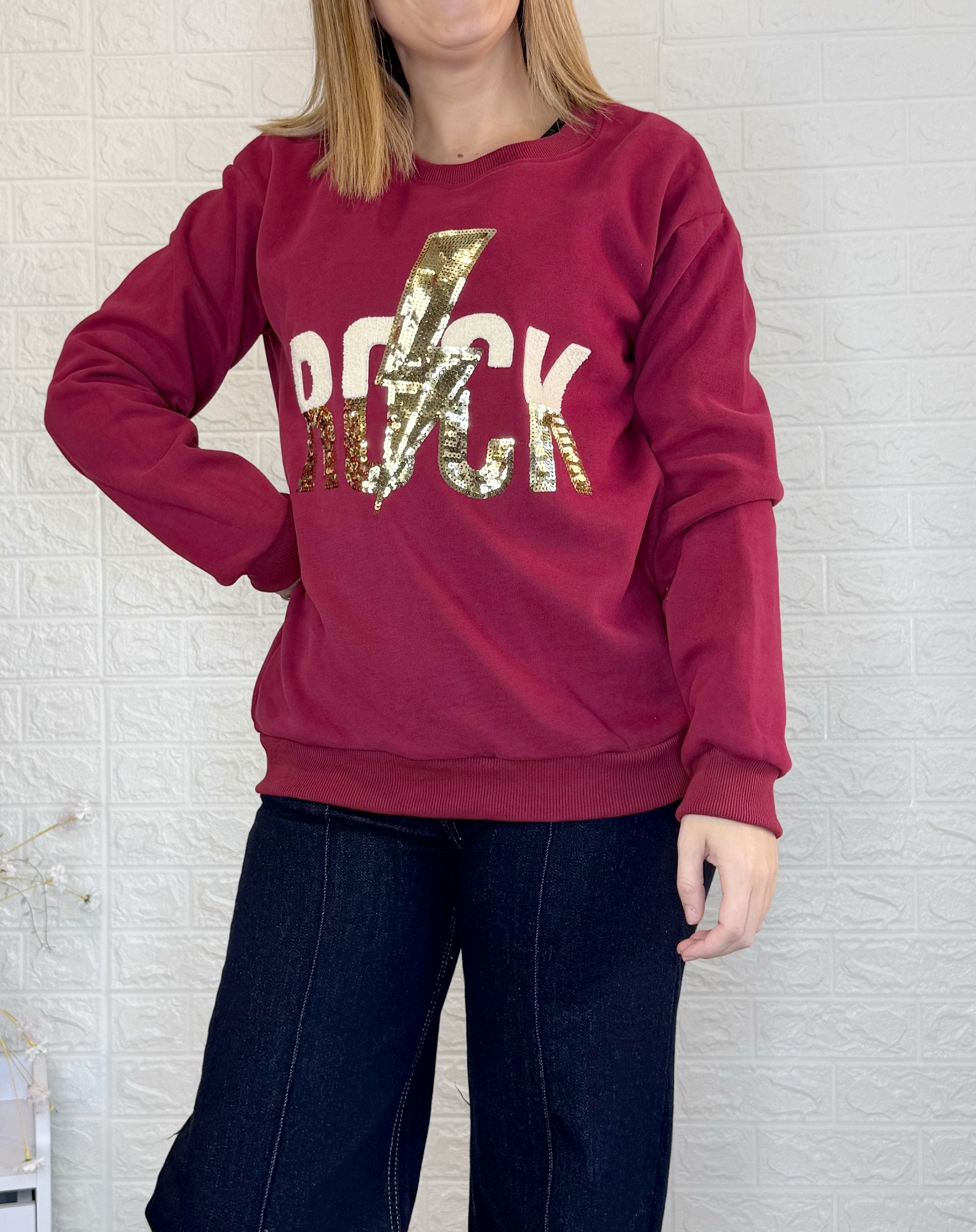 Sudadera rock burdeos 1