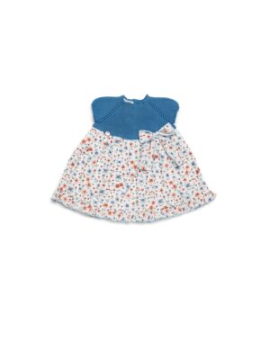 Vestido cuerpo punto flores azul niza