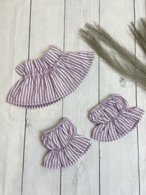 Cuello y puños rayas lila