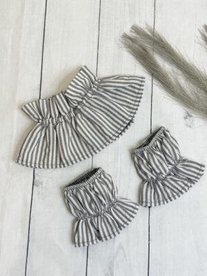 Cuello y puños rayas marrón/gris