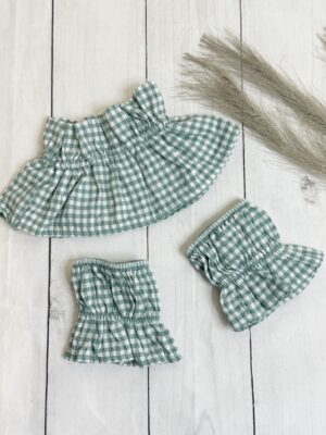 Cuello y puños vichy verde