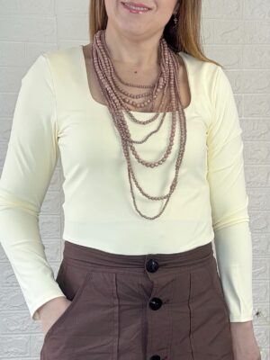 Collar largo bolitas marrón