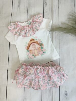 Conjunto braguita casita rosa