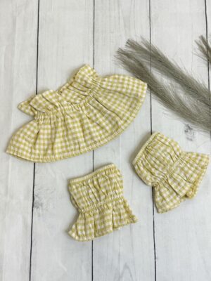 Cuello y puños vichy amarillo