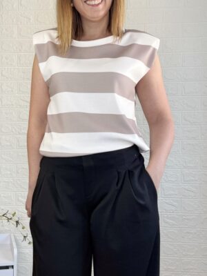 Camiseta Bruna rayas beige