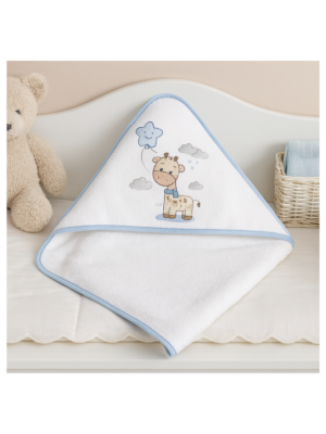 Capa de baño jirafa azul