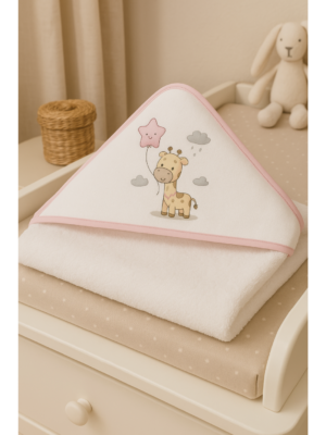 Capa de baño jirafa rosa