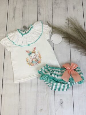 Conjunto conejita rayas verde
