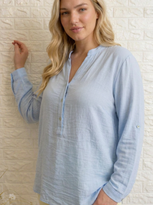 Blusa Esther azul talla grande