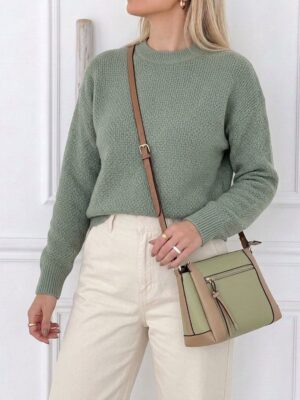 Bolso morella verde y beige