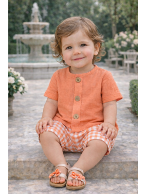 Conjunto bombacho vichy coral