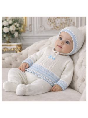 Conjunto tres piezas hilo 2613 celeste