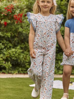 Mono flores hombreras azul niza