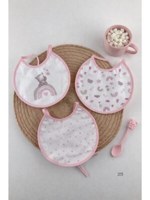 Pack 3 baberos oso rosa