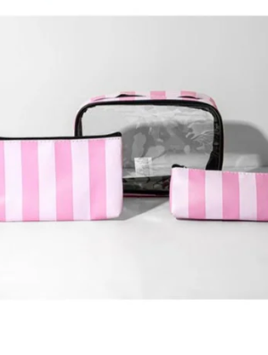 Pack 3 neceseres rayas rosa