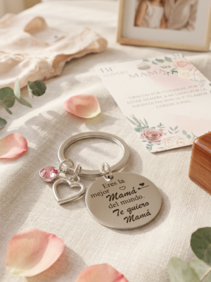 Llavero eres la mejor mamá del mundo plateado