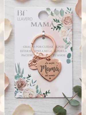 Llavero la mejor mamá del mundo corazón dorado