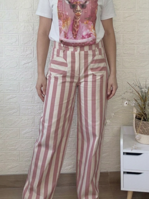 Pantalón Elia rayas rosa
