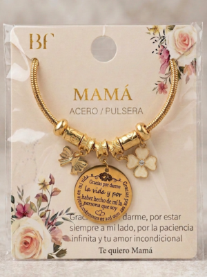 Pulsera mamá gracias por darme la vida flor