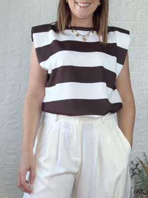 Camiseta bruna chocolate y crudo