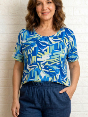 Camiseta Judith azulón y pistacho
