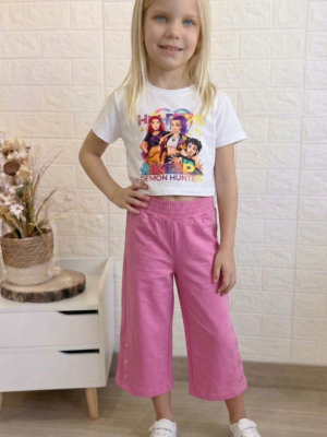 Conjunto kpop culote rosa