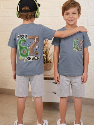 Conjunto six seven azul y gris