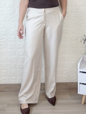 Pantalón rota beige y chocolate