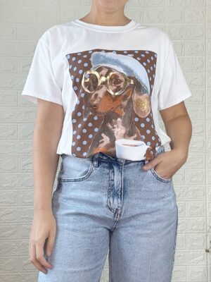Camiseta perro lunares chocolate