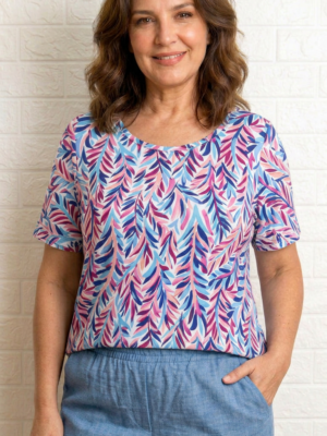Camiseta bellini azul y rosa