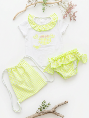Conjunto baño fluor cangrejo braguita