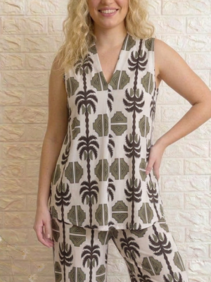Blusa palmeras verde
