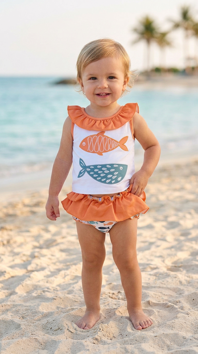 Conjunto baño peces niña