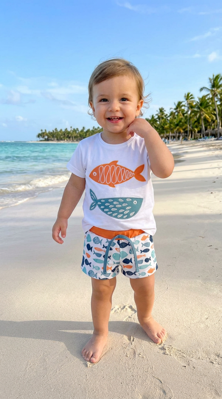 Conjunto baño peces niño