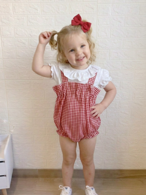 Conjunto ranita vichy roja y camiseta