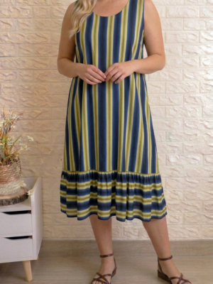 Vestido aveline marino y verde