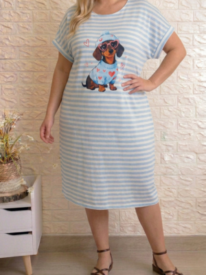 Vestido perro rayas celeste talla grande